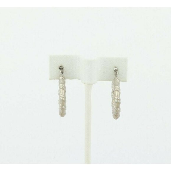 Sterling Silver Textured Hoop Earrings - Picture 6 of 7